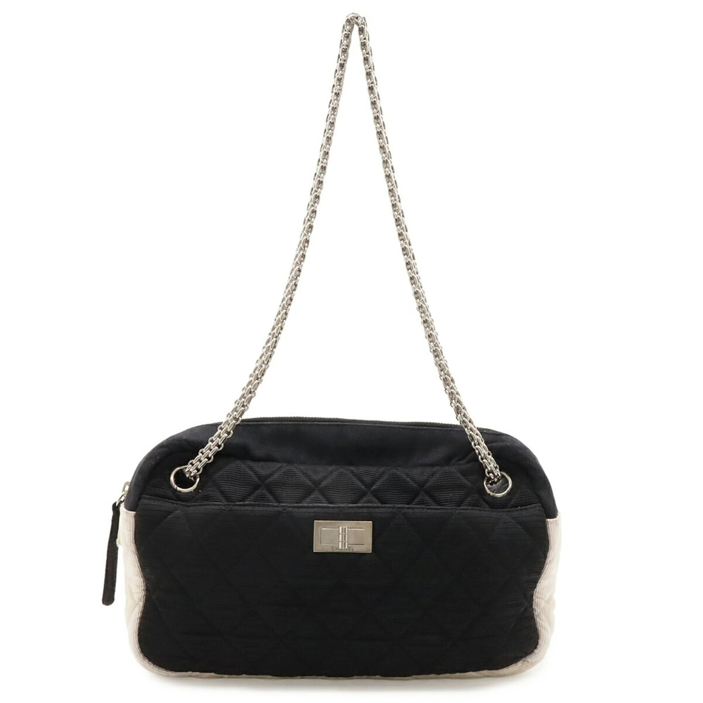 CHANEL Black Canvas Shoulder Bag